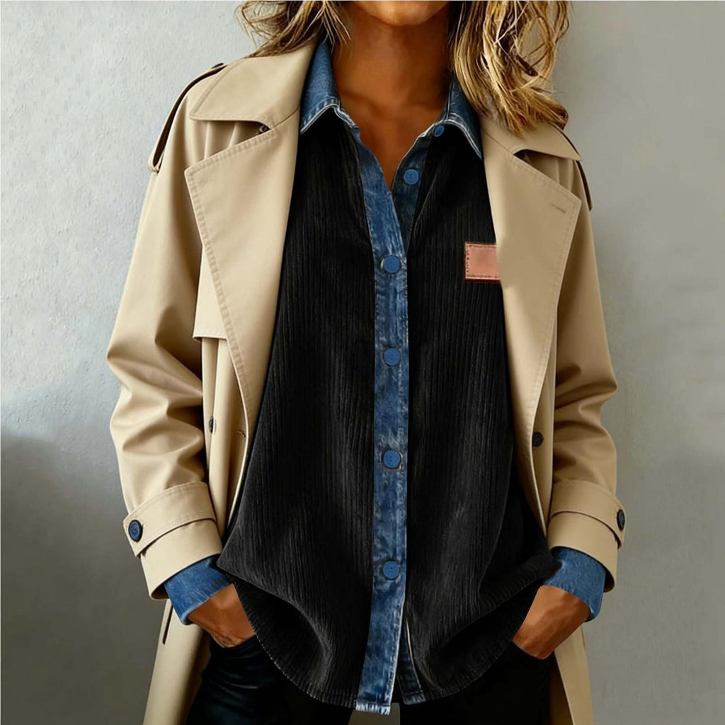 Chemise en Denim Casual à manches longues avec un collier de lapel