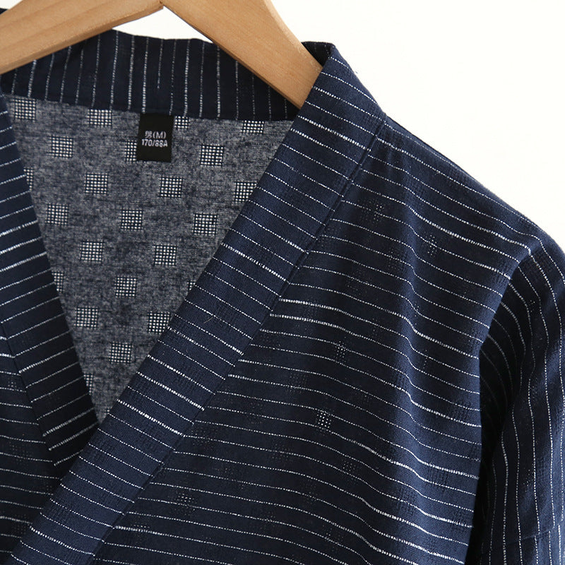 Été Jacquard Gauze coton Kimono mince maison peignoir simple