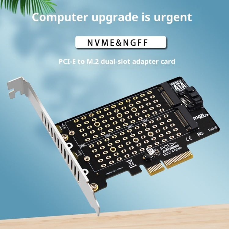 PH42 M2 NVMe NGFF SSD vers PCIE SATA Dual Disk Transfer Support de carte étendu MKey BKey