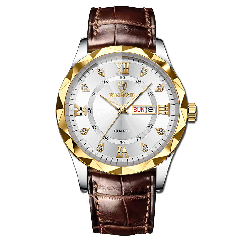 Véritable montre Quartz d'étudiant homme en cuir imperméable à l'eau