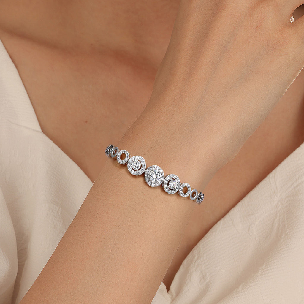 S925 Argent Sterling D Couleur VVS1 Moissanite Halo Bracelet 15&18cm Chaîne d'enclenchement