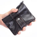 Cowhide Portefeuille Boucle en cuir Zipper Retro Hommes