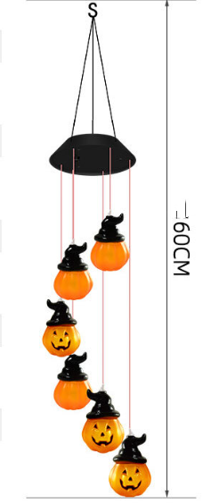 Sun Wind Chimes Halloween Horror Pumpkin Skull Elf Courtyard Atmosphère Lumière décorative