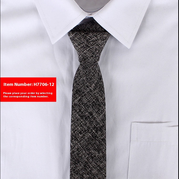 Solide Couleur Coréen Style Narrow Coton Homme 6cm Formel Porter Affaires Casual Mariage Tie