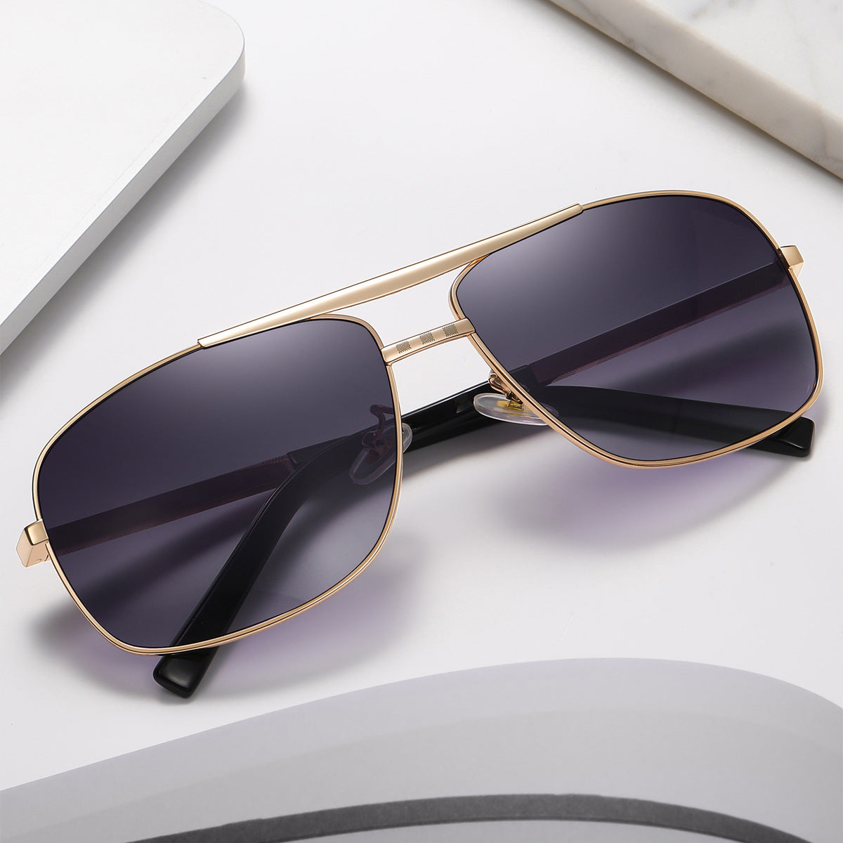 Lunettes de soleil ATTITUDE Homme Artistic Retro Box Slings Lunettes de soleil Trendy Homme Street Shades