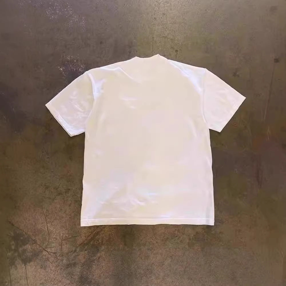 T-shirt à manches courtes surdimensionné avec un petit poisson imprimé unisexe et détendu