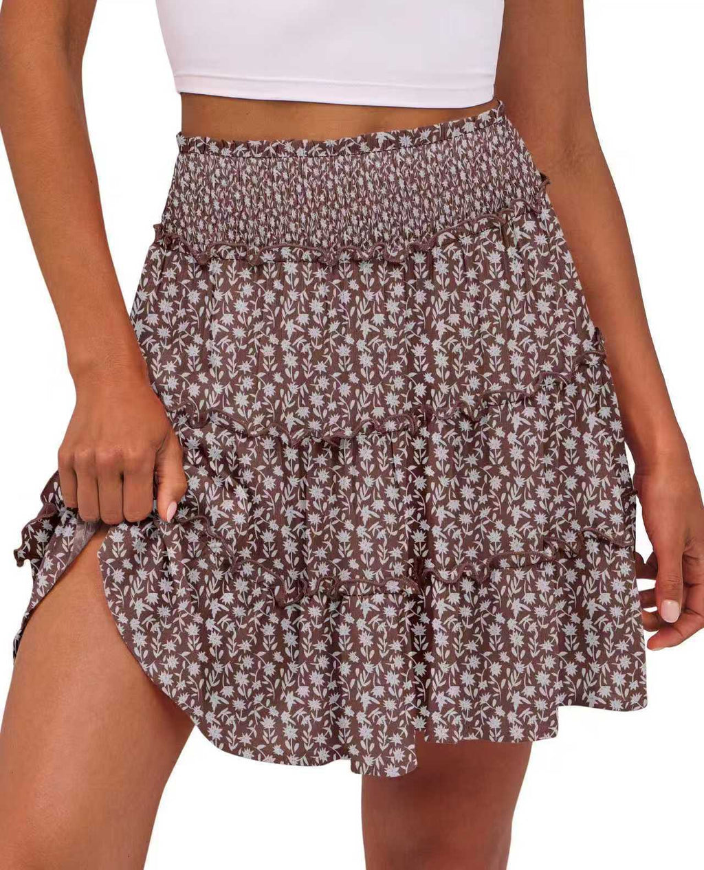 Femmes Casual High-Wisted Ruffled Multi-couche Mini Jupe