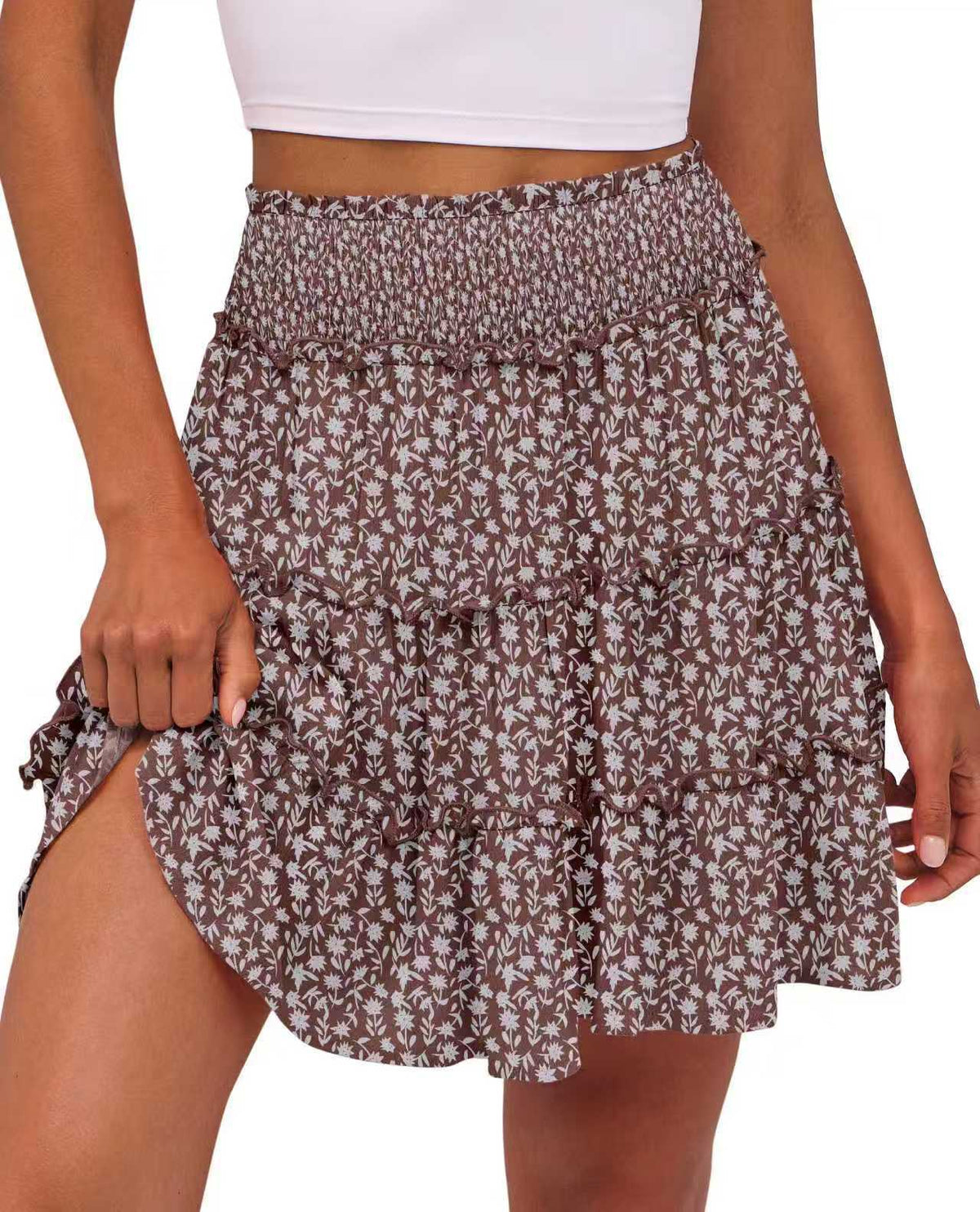 Femmes Casual High-Wisted Ruffled Multi-couche Mini Jupe