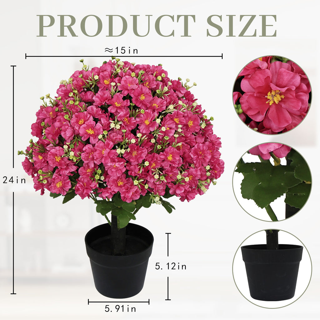 Fleur artificielle de 24 pouces Faux Lotus Neige Potée Plante UV résistant aux UV Floral artificiel Déco