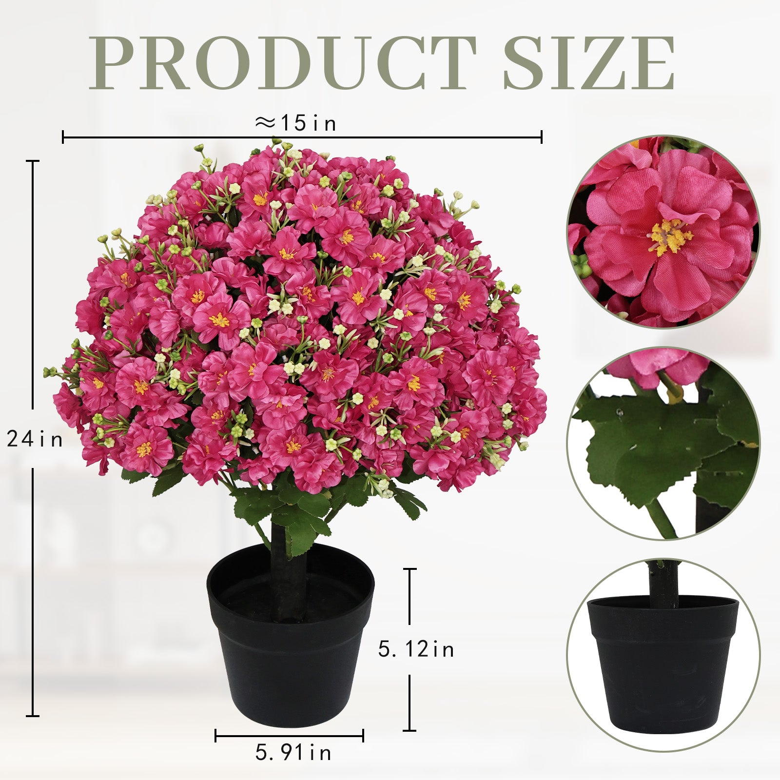 Fleur artificielle de 24 pouces Faux Lotus Neige Potée Plante UV résistant aux UV Floral artificiel Déco