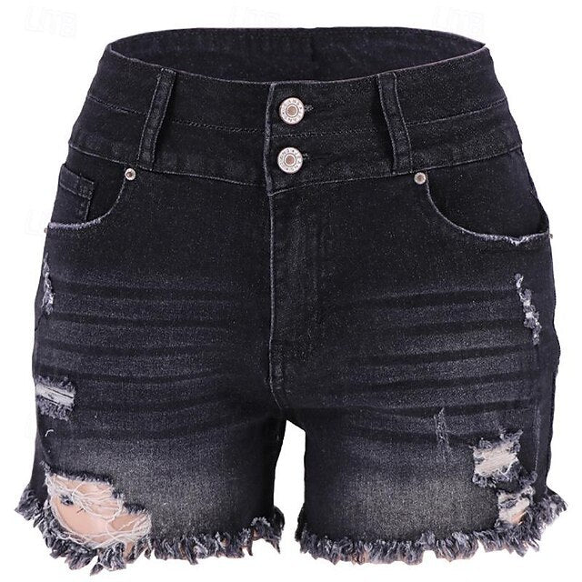Shorts en denim polyvalents et élégants à bords bruts