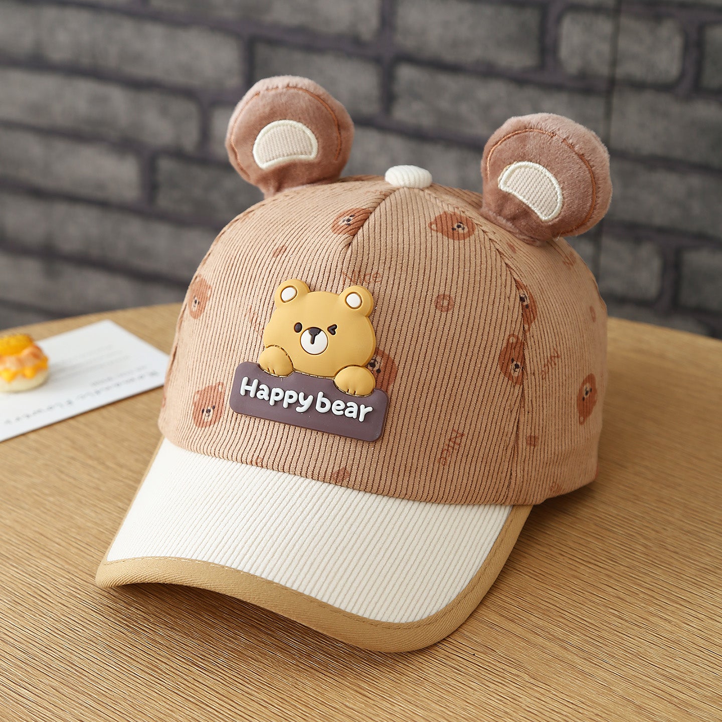 Garçons et filles d'automne Patchwork Oreilles d'ours 3D Tête d'ours pleine impression Cap de baseball bébé - Perfec
