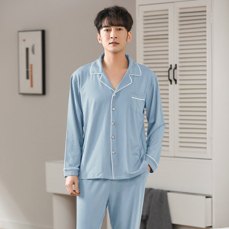 Pyjama Modal Men's Spring and Autumn Long Sleeve Cardigan Suit
