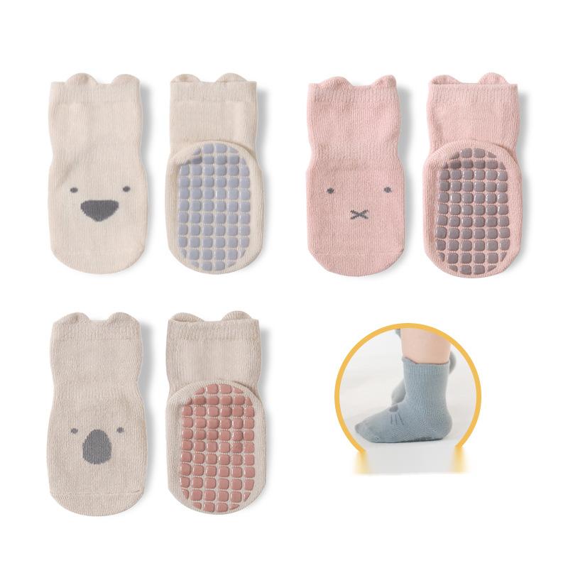 Bébé Coton Non-dérapant Refroidissement intérieur Apprendre à marcher Chaussettes de bateau courtes