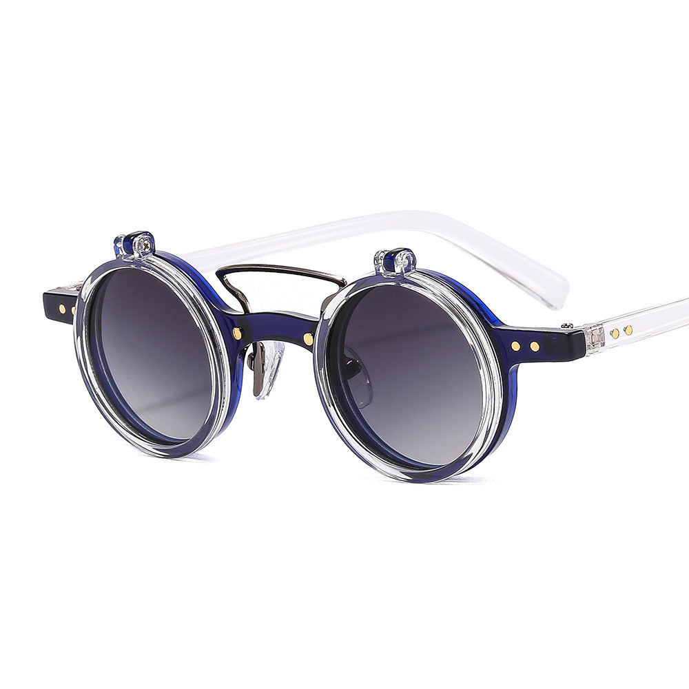 Lunettes de soleil Flip double couche à cadre rond