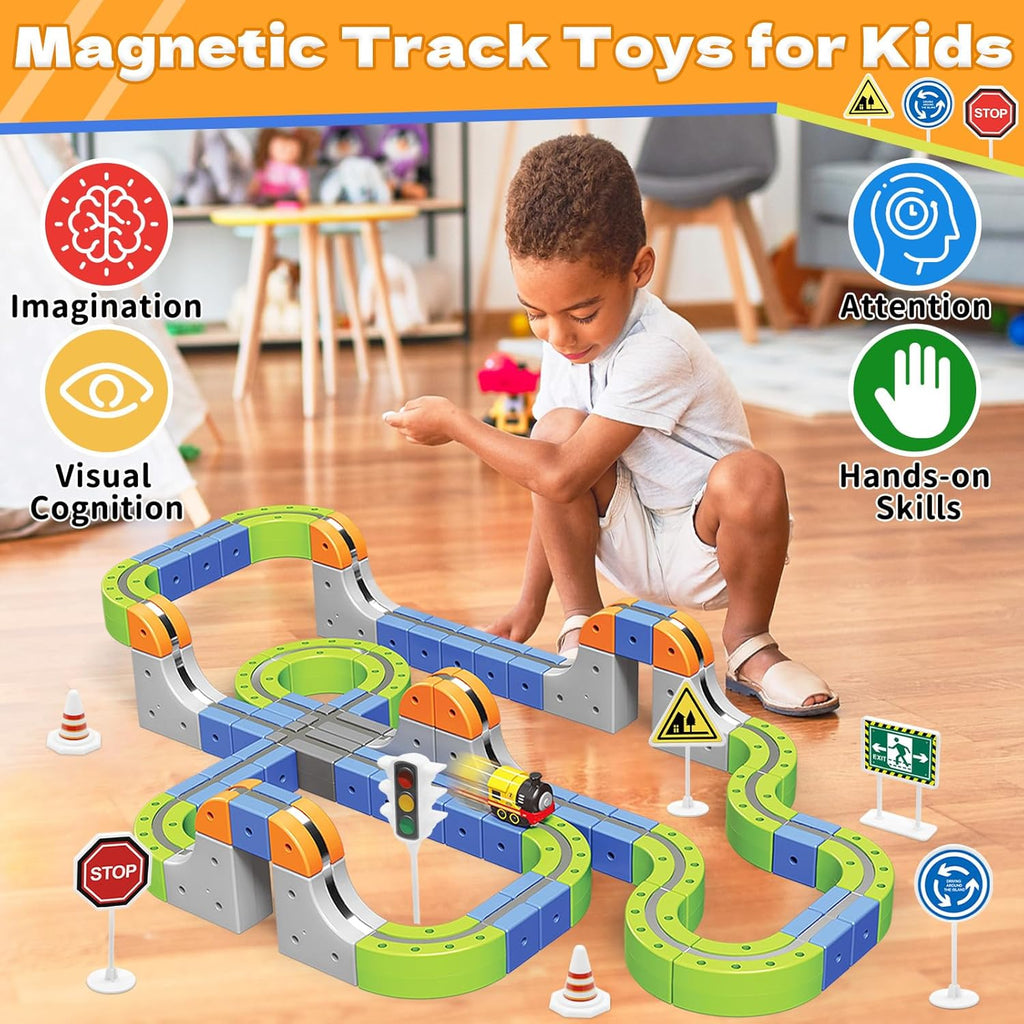 101-Piece Rechargeable Electric Train Track Set & DIY