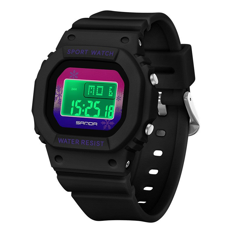 Montre électronique carrée Créativité colorée pour les étudiants masculins et féminins