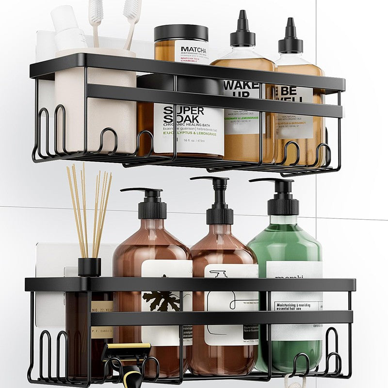 3x Salle de bain auto-adhésive Douche Caddy Étagère Rangement Acier inoxydable noir