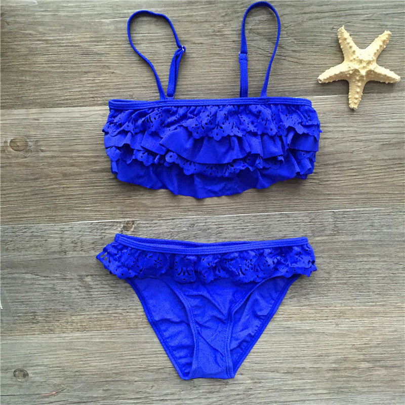 Maillot de bain bikini pour enfants Multicouche Ruffle Bikini Port de fille