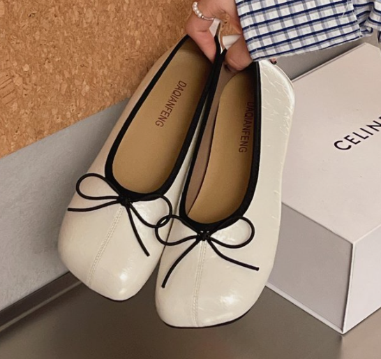 Femmes Bow Decor Round Toe Ballet Flats