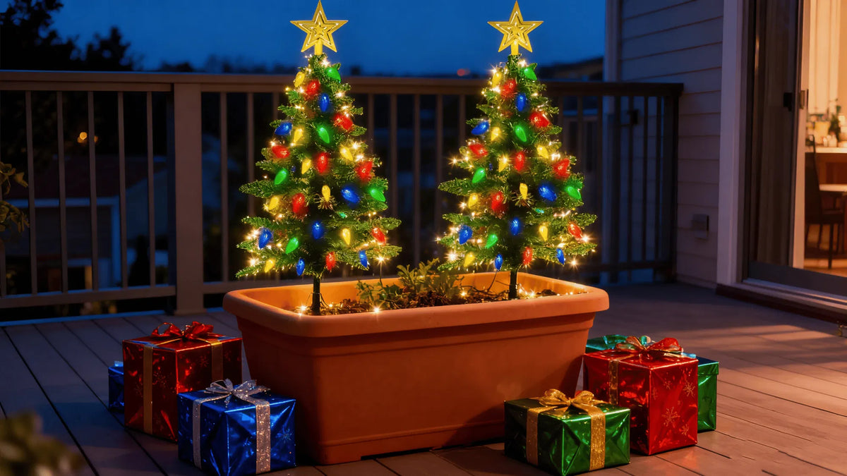 Lumières d'arbre de Noël Solar Powered 2 Pack - 37.4in 100 LEDs 8 Modes