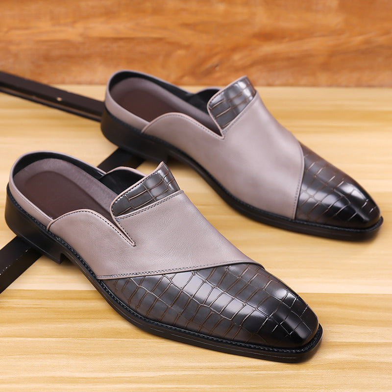 Hommes pointu-orteil cuir demi-chaussons sans un talon pour l'usure extérieure