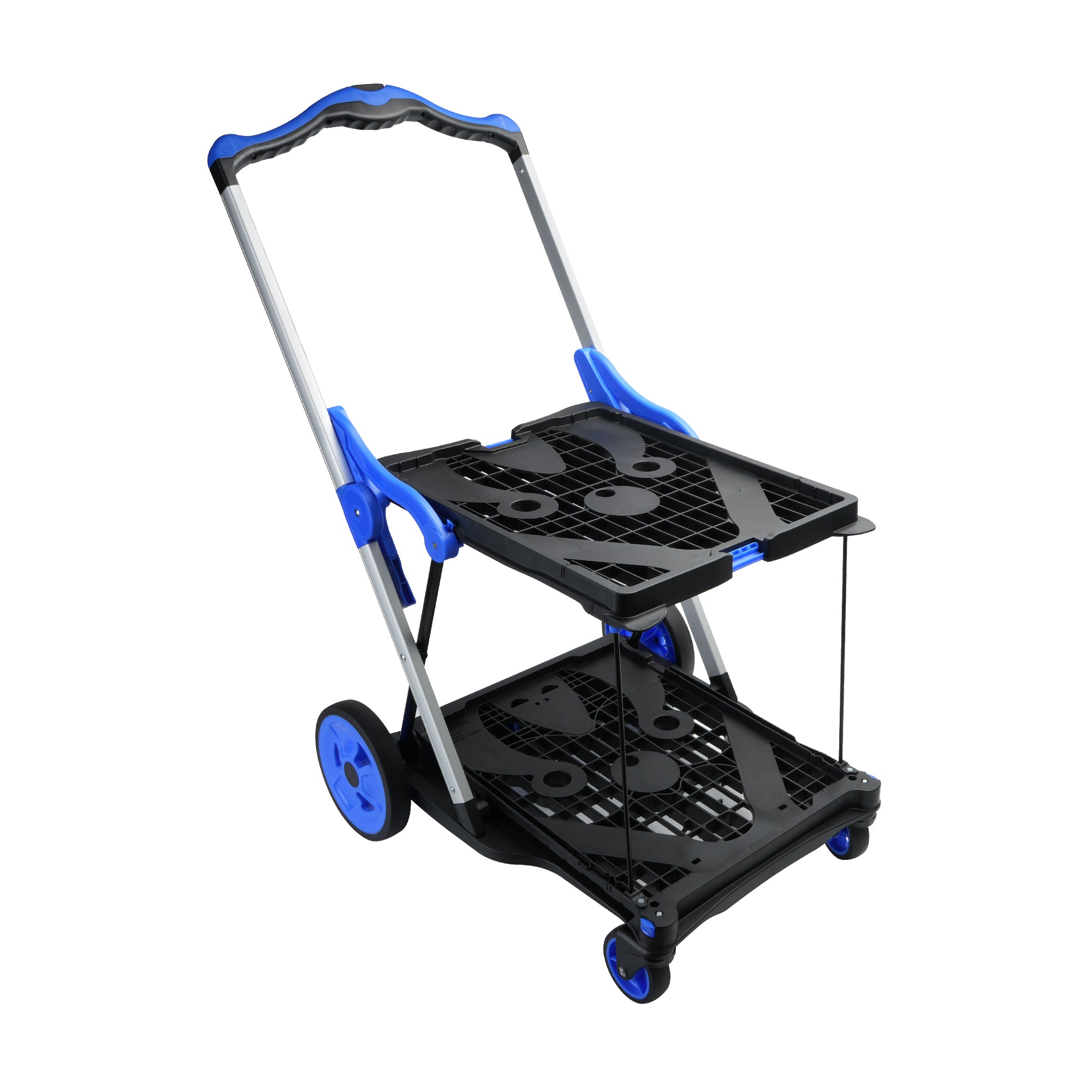Chariot pliant 2-Tier Multi-Utilisation Fonctionnel Chariots Collapsibles Shopping Chariot avec Roues Sh