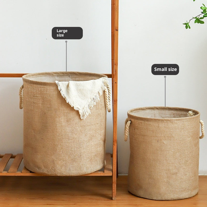 Panier de linge de jute Hamper de corde de coton portatif