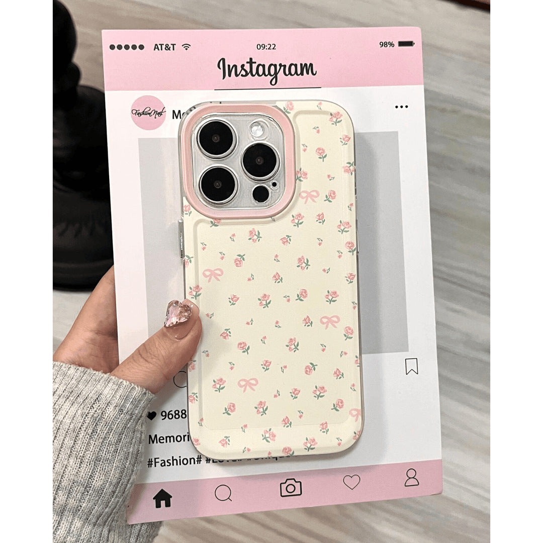 Étui de téléphone floral en plastique rose pour femmes