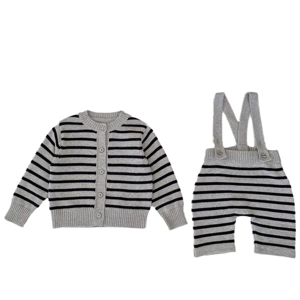 Pantalon à mailles rayées Cardigan Ensemble en deux parties