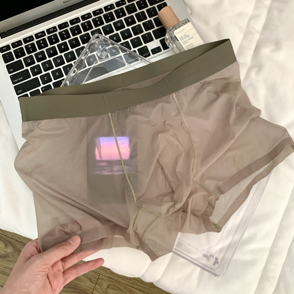 20D Ice Silk Nude Feel Seamless Boxers sous-vêtements homme transparent ultra-mince