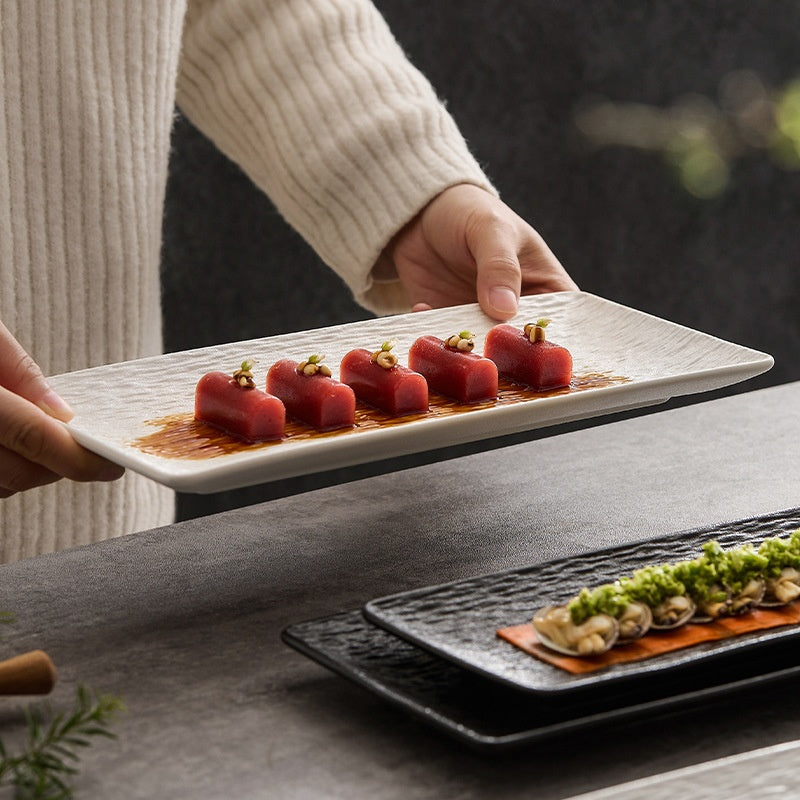 Plaque de Sushi de luxe rectangulaire de haute qualité en céramique