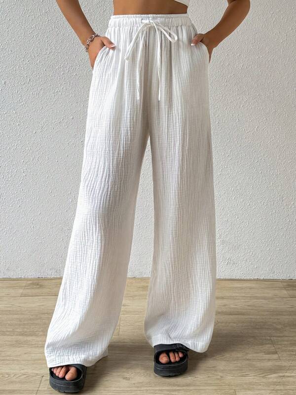 L'Europe et les États-Unis Amazon Fashion Women's Elegant Joker Elastic Casual Solid Col