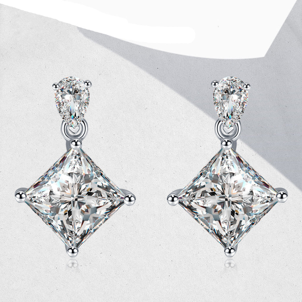 S925 Boucles d'oreilles en argent sterling taille princesse