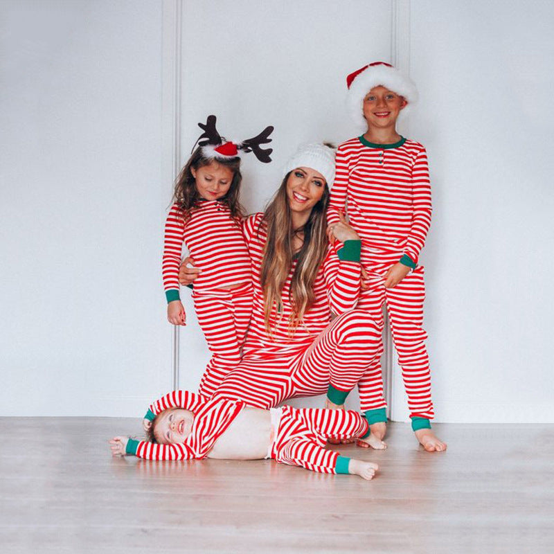 Femmes Noël Parent-enfant costume stripe Imprimer Casual