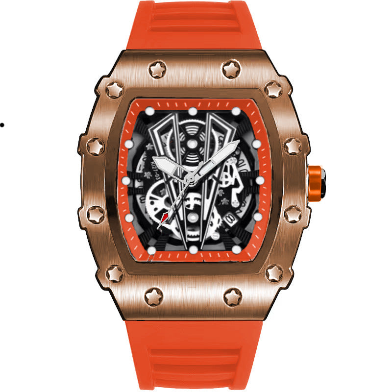 Montre Quartz en forme de barillet pour hommes Casual Sport