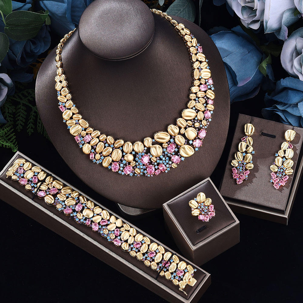 Collier exagéré et boucle d'oreille Ensemble de mariage