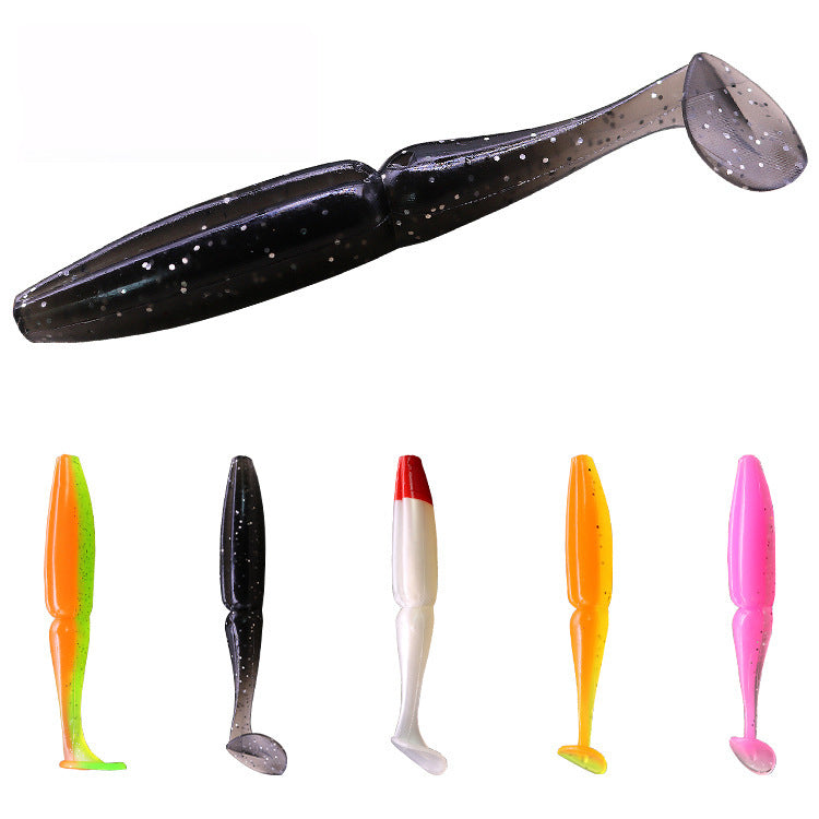 Soft Bait Deux Couleurs T Tail Lure de Poisson souple avec Crochet Groove
