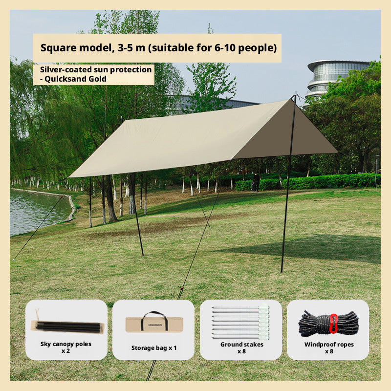 Camping equipment-Silver Painted Square Model-3*5M-Quicksand Gold-1 set