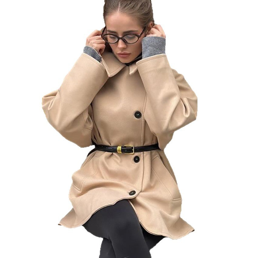 Manteau doux à manches longues et à manches longues chic