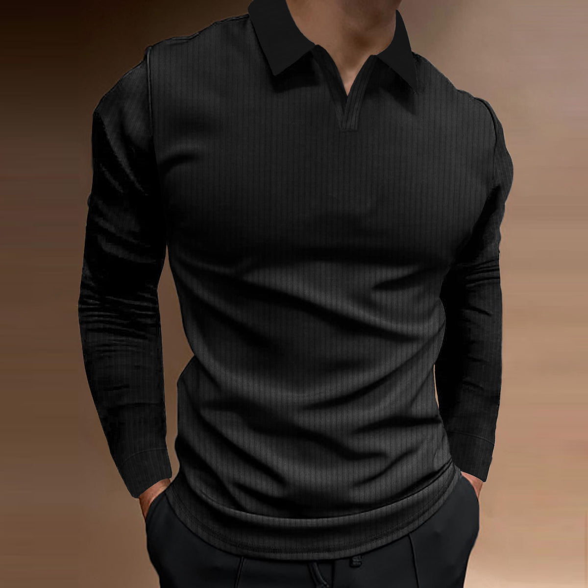 Solid Color Fitness Business Casual Lapels manches longues hommes