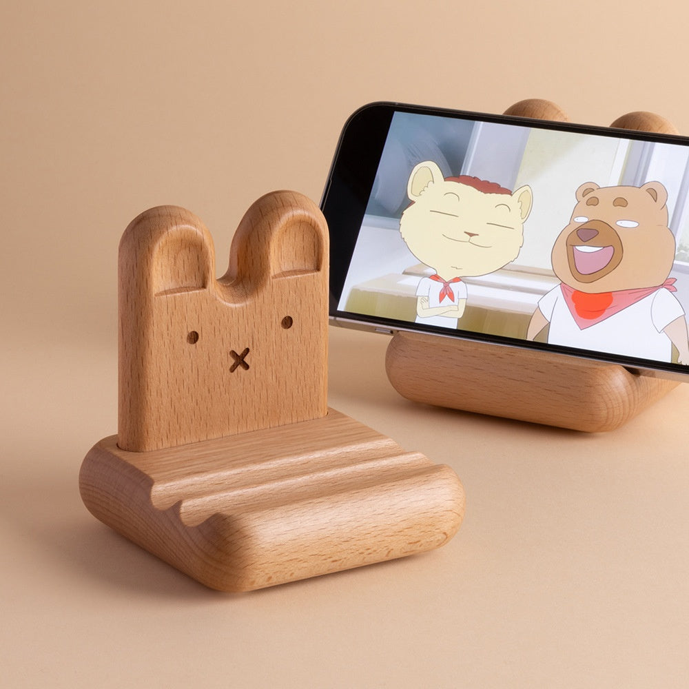 Creative Bunny Tatami Wooden Mobile Phone Holder