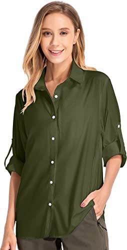 Chemise à manches longues de protection contre le soleil pour femmes Pêche à l'extérieur Pêche rapide Chemise de randonnée
