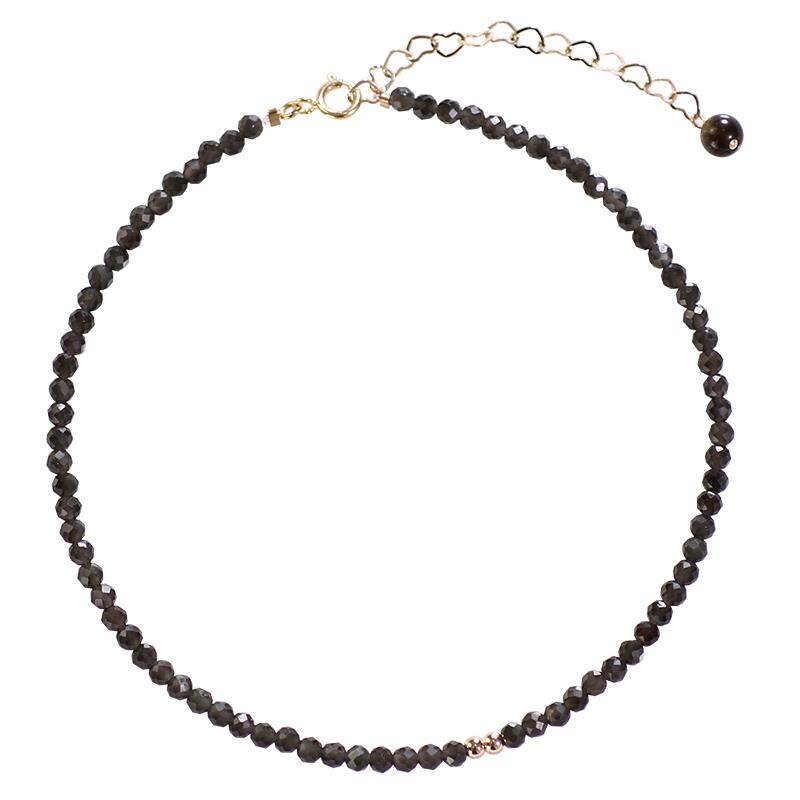 Anklet obsidien naturel ultra-fin pour les femmes