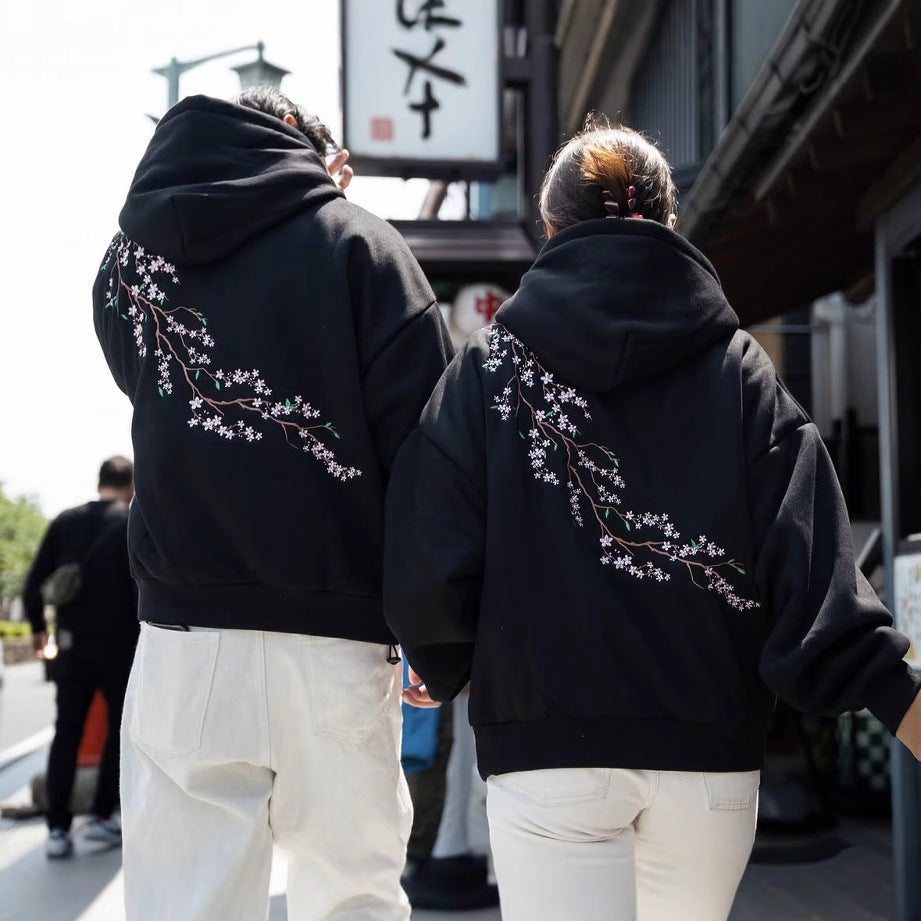 European And American Autumn And Winter Cherry Blossom Chandail à capuche Hommes et femmes Street