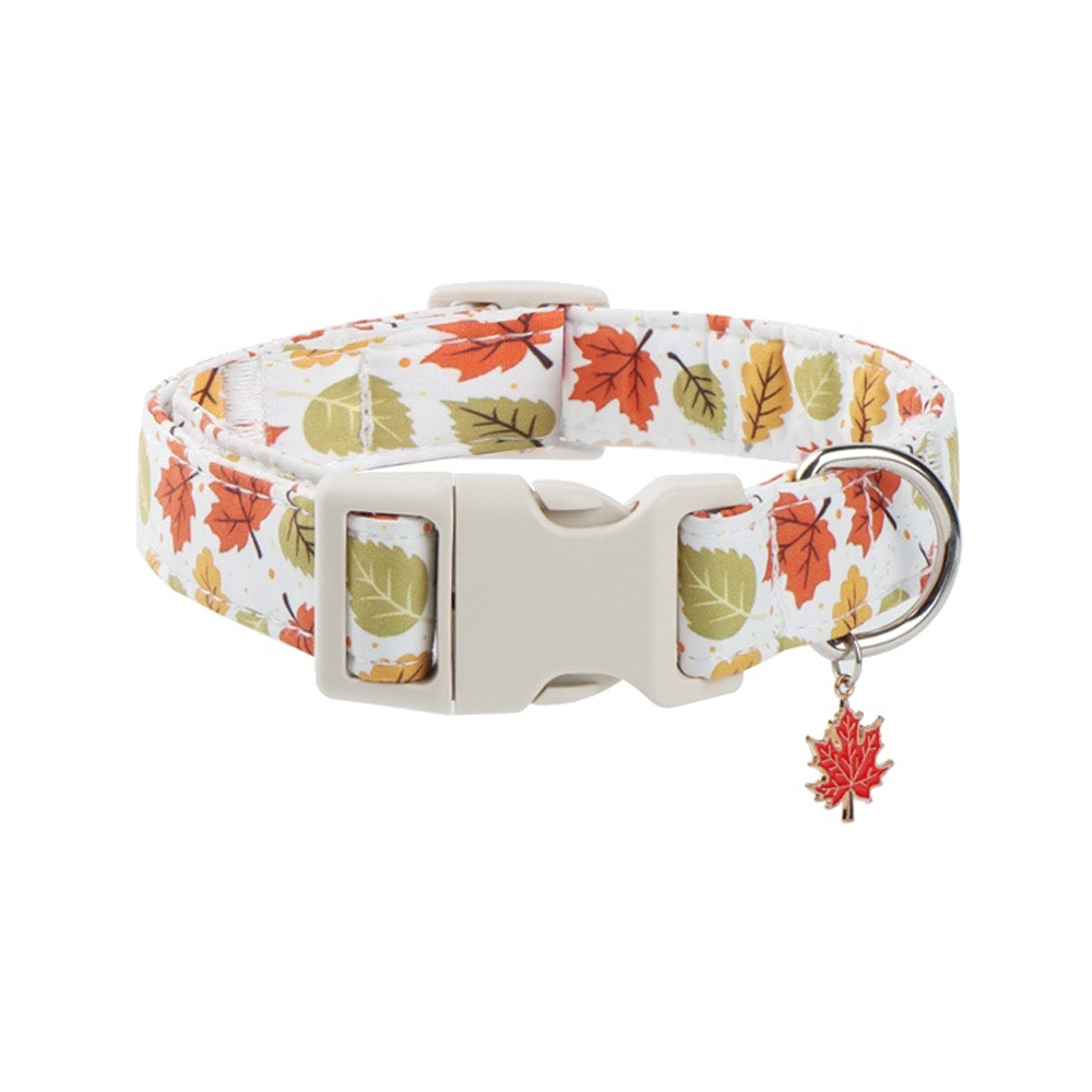 Collier de chien d'automne réglable avec charme Feuille d'érable - Collier de tissu souple durable pour petit moi