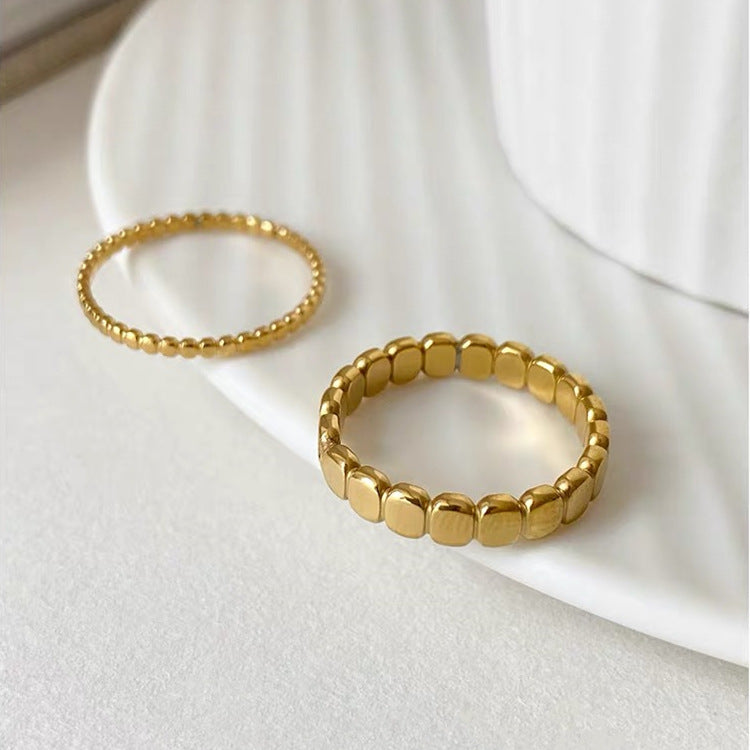 Bague plate ronde en acier titane Fashionable