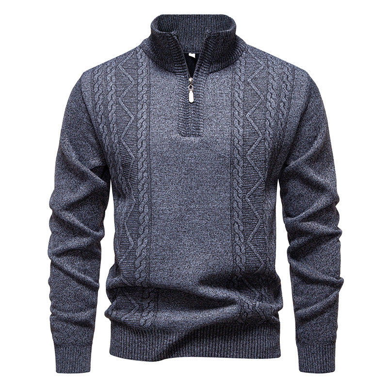 Hommes Arrivée d'hiver Stand-Collar demi-zip Pull-over tricoté Chandail