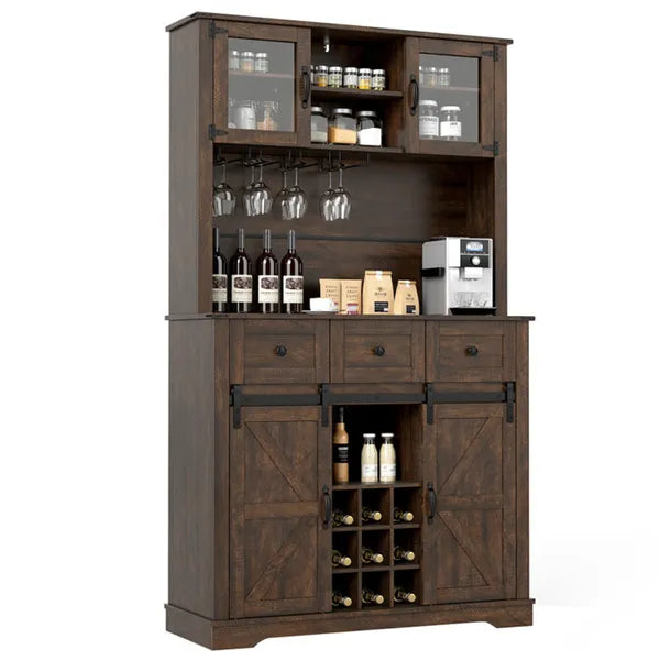 Maison de ferme Brown 72" Pantry Cabinet avec Hutch