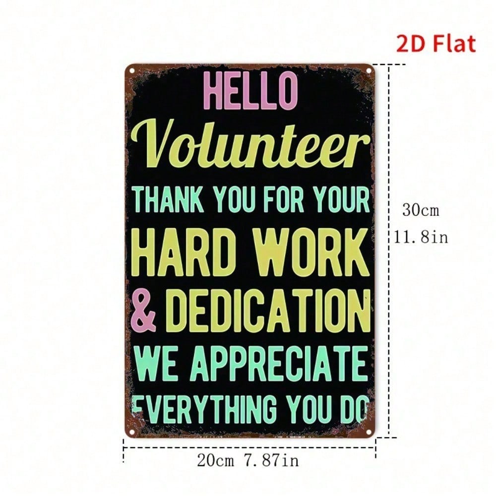 Vintage hello volontaire métal panneau 8x12in retro plaque murale